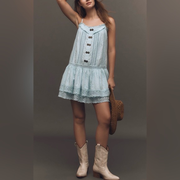 Anthropologie Pilcro Square-Neck Lace Swing Mini Dress, Size M - Picture 7 of 15